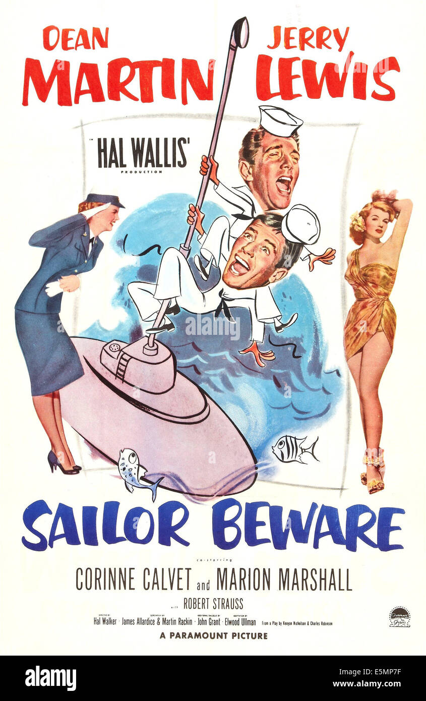 SAILOR ATTENZIONE, Marion Marshall, Dean Martin, Jerry Lewis, Corinne Calvet, 1952. Foto Stock