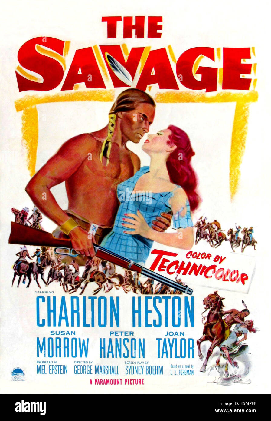 Il Savage, Charlton Heston, Susan Morrow, 1952. Foto Stock