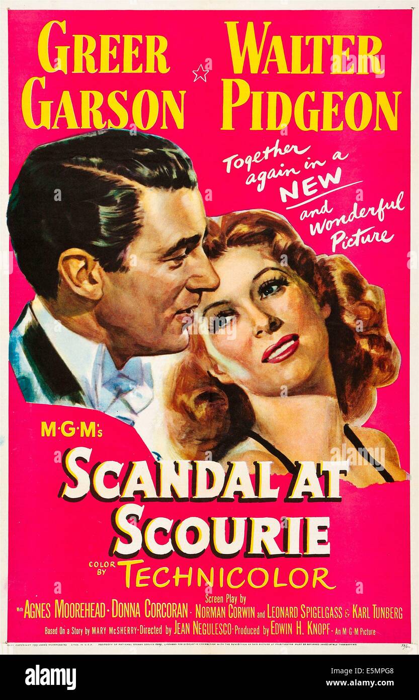 Scandalo A SCOURIE, noi locandina, Walter Pidgeon, Greer Garson, 1953. Foto Stock
