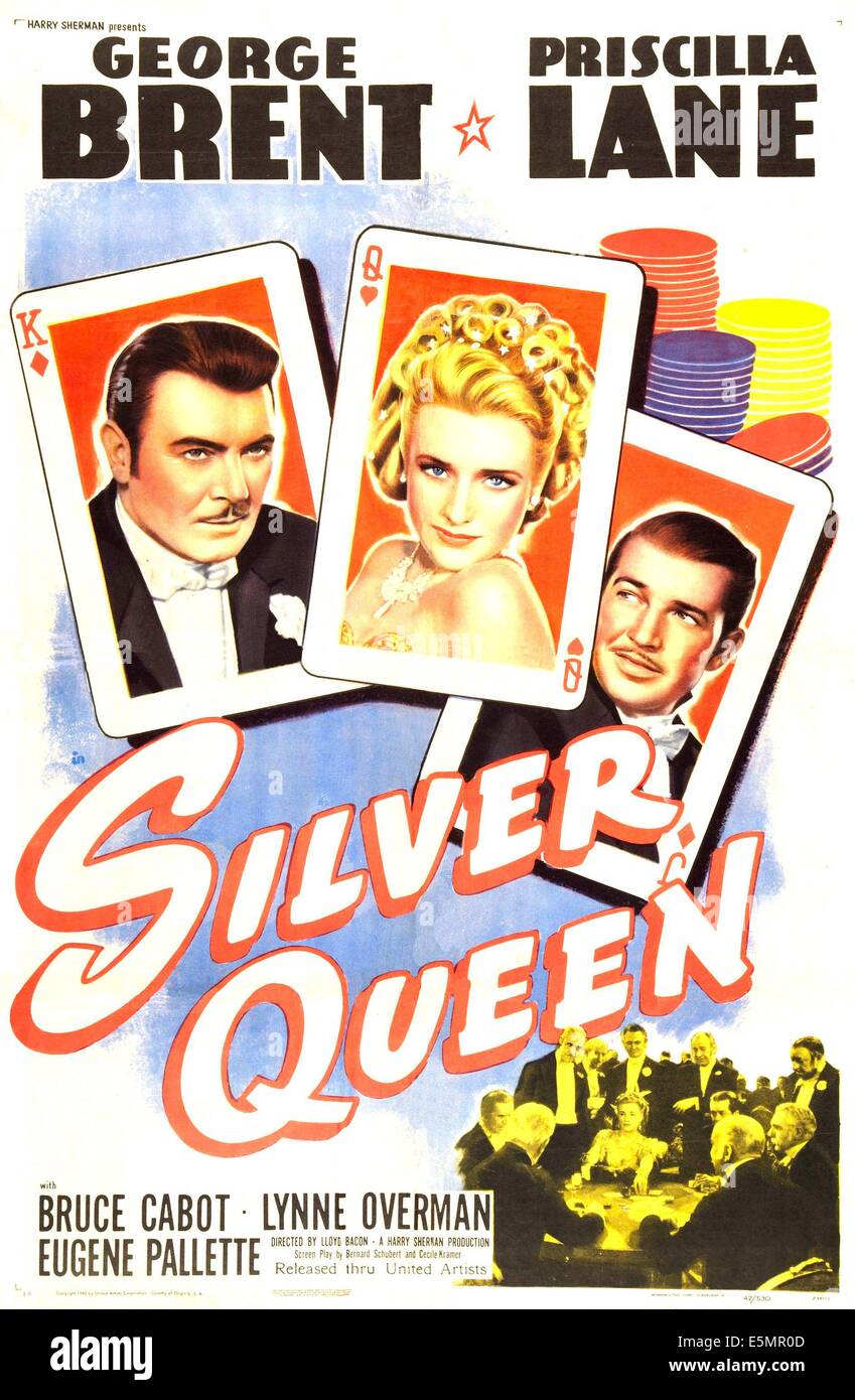 Regina d'argento, noi poster, da sinistra: George Brent, Priscilla Lane, Bruce Cabot, 1942 Foto Stock