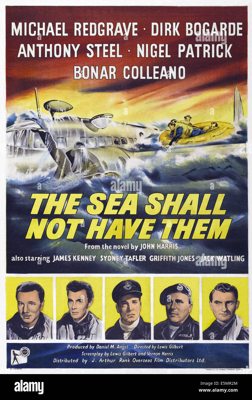 Il mare non le hanno di noi locandina, da sinistra: Michael Redgrave, Dirk Bogarde, Anthony acciaio, Nigel Patrick, Bonar Foto Stock