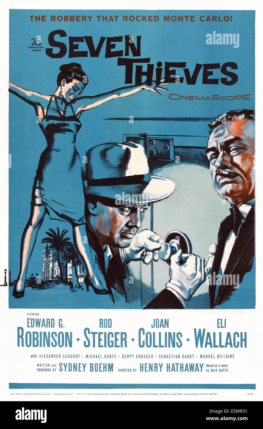 Sette ladri, noi poster, da sinistra: Joan Collins, Rod Steiger, Edward G. Robinson, 1960, TM & Copyright © XX Century Fox Foto Stock