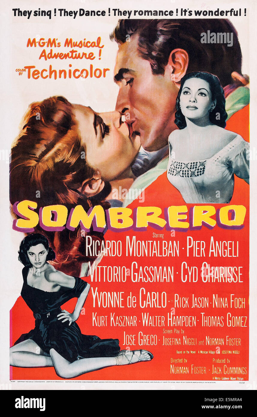 SOMBRERO, Pier Angeli, Ricardo Montalban, Yvonne De Carlo, 1953 Foto Stock