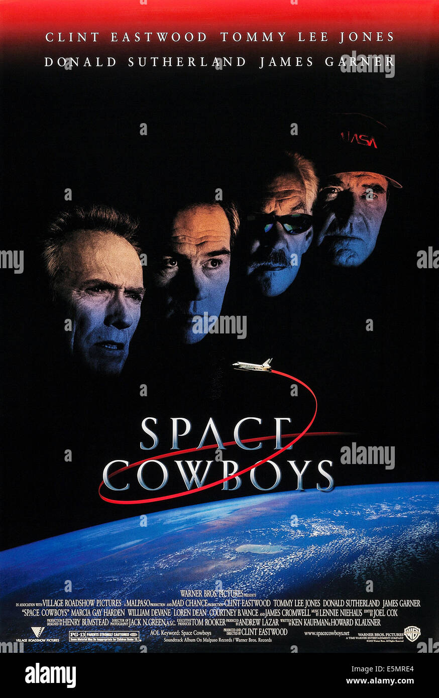 SPACE cowboy, l-r: Clint Eastwood, Tommy Lee Jones, Donald Sutherland, James Garner sulla locandina, 2000 ©Warner Bros Foto Stock