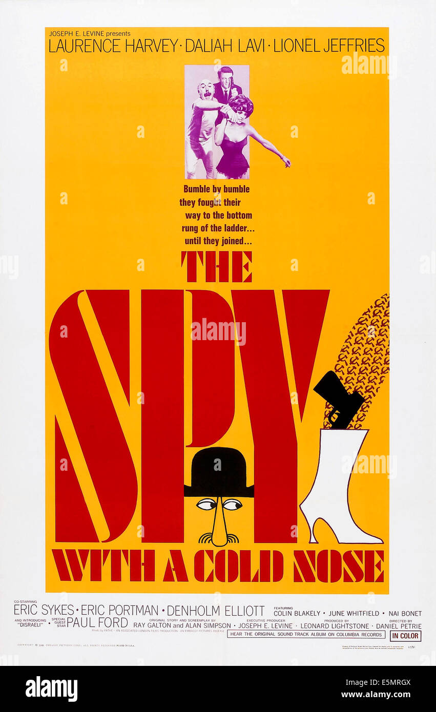La spia con il naso a freddo, noi poster, parte superiore da sinistra: Lionel Jeffries, Laurence Harvey, Daliah Lavi, 1966 Foto Stock