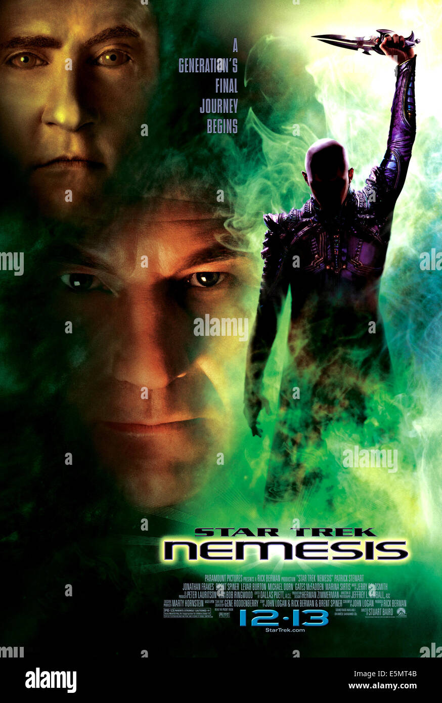 STAR TREK: Nemesis, Patrick Stewart, Brent Spiner, Tom Hardy, locandina, 2002. Copyright © 2002 da Paramount Foto Stock