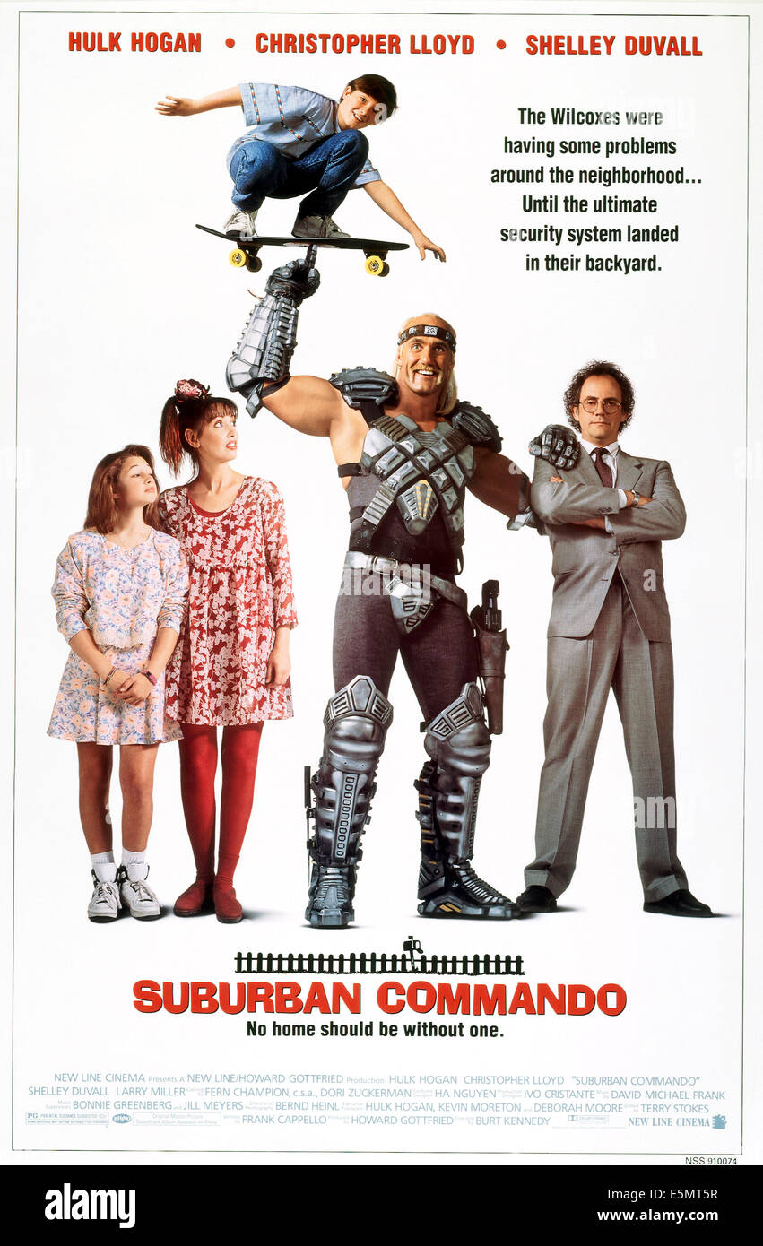 SUBURBAN COMMANDO, da sinistra: Laura Mooney, Shelley Duvall, Michael Faustino, Hulk Hogan, Christopher Lloyd, 1991, © Nuova Foto Stock SUBURBAN COMMANDO, da sinistra: Laura Mooney, Shelley Duvall, Michael Faustino, Hulk Hogan, Christopher Lloyd, 1991, © Nuova Foto Stock