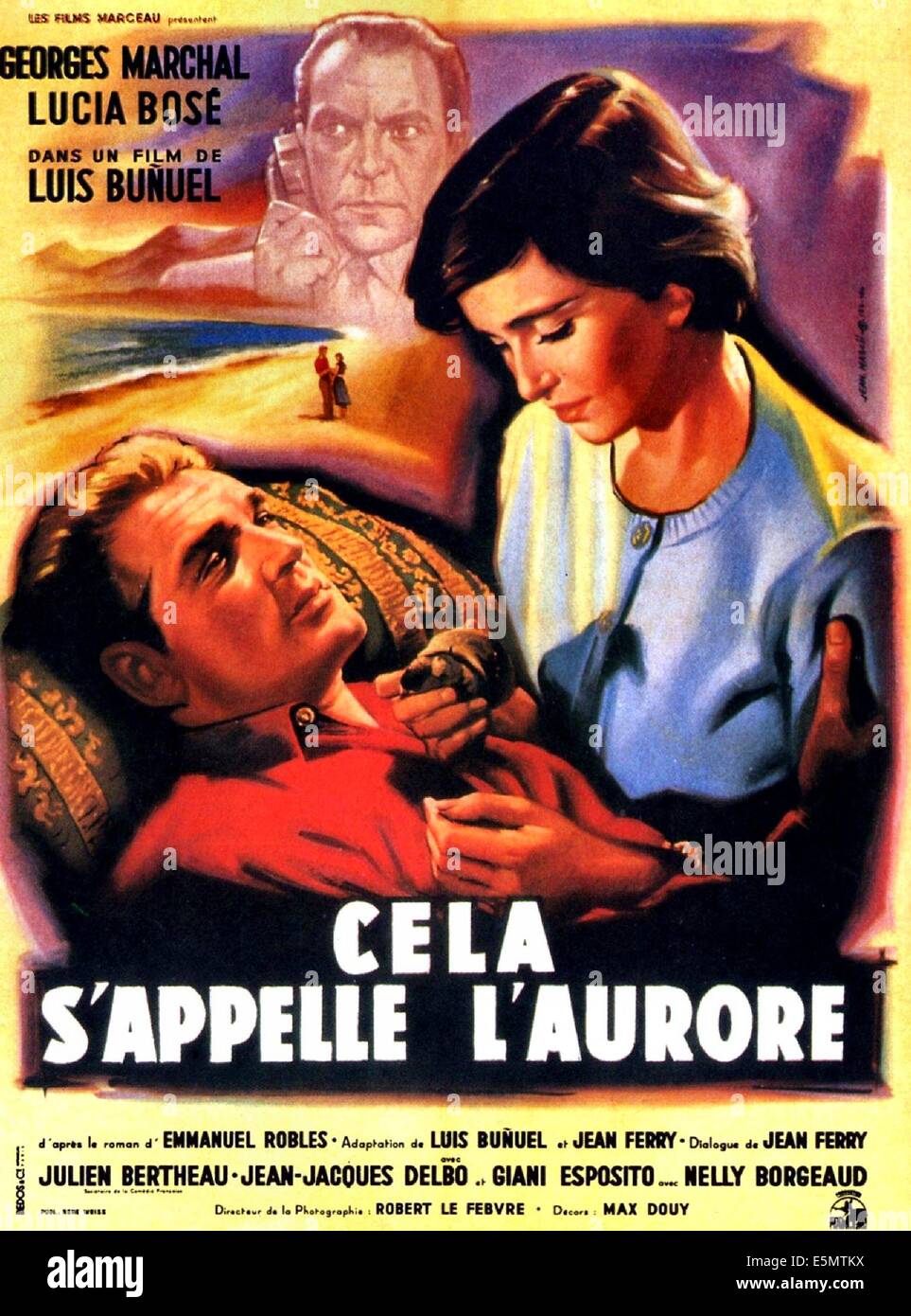 Che è l'alba,(aka CELA S'APPELLE L'Aurore),poster italiano l'arte,Georges Marchal, 1956. Foto Stock