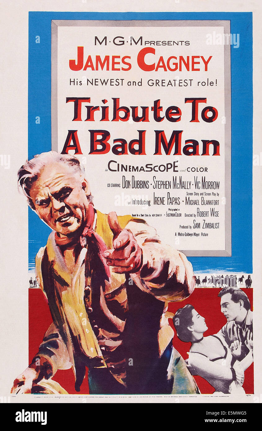 Omaggio ad un uomo cattivo, noi poster, da sinistra: James Cagney, Irene Papas, Stephen McNally, 1956 Foto Stock