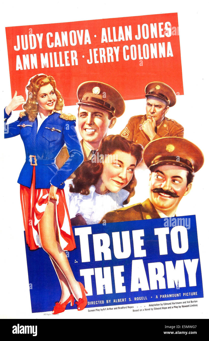 Vero per l'esercito, noi poster, fila superiore da sinistra: Ann Miller, Allan Jones, William Demarest, seconda fila da sinistra: Judy Canova, Foto Stock