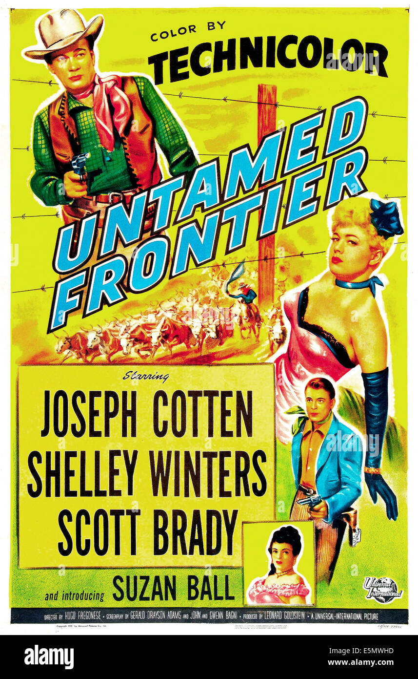 Frontiera selvaggia, noi locandina,Giuseppe cotone, Shelly Winters, Scott Brady, Suzan Ball,1952. Foto Stock