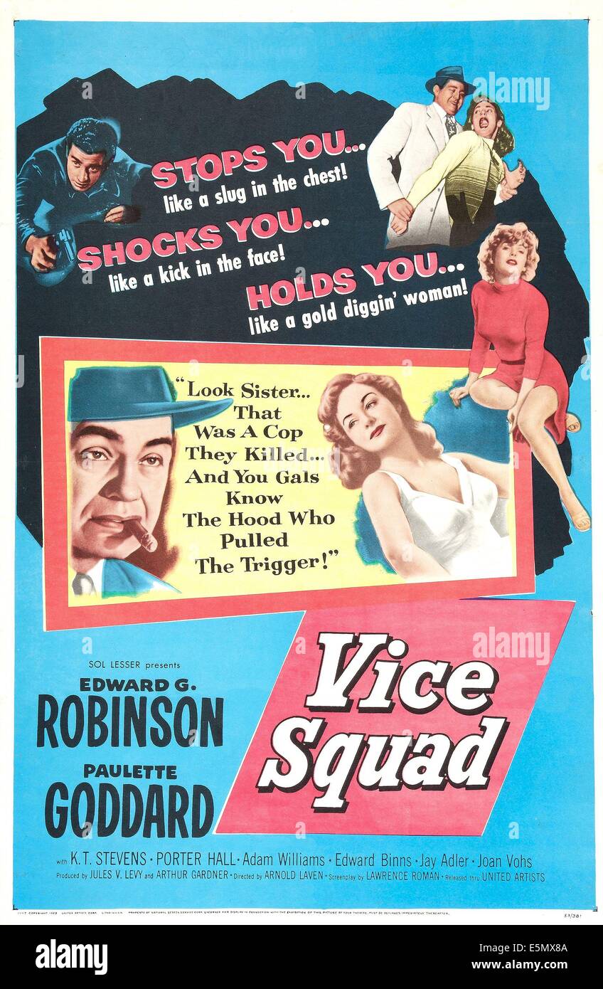 VICE SQUAD, noi locandina, Edward G. Robinson, Paulette Goddard, 1953. Foto Stock