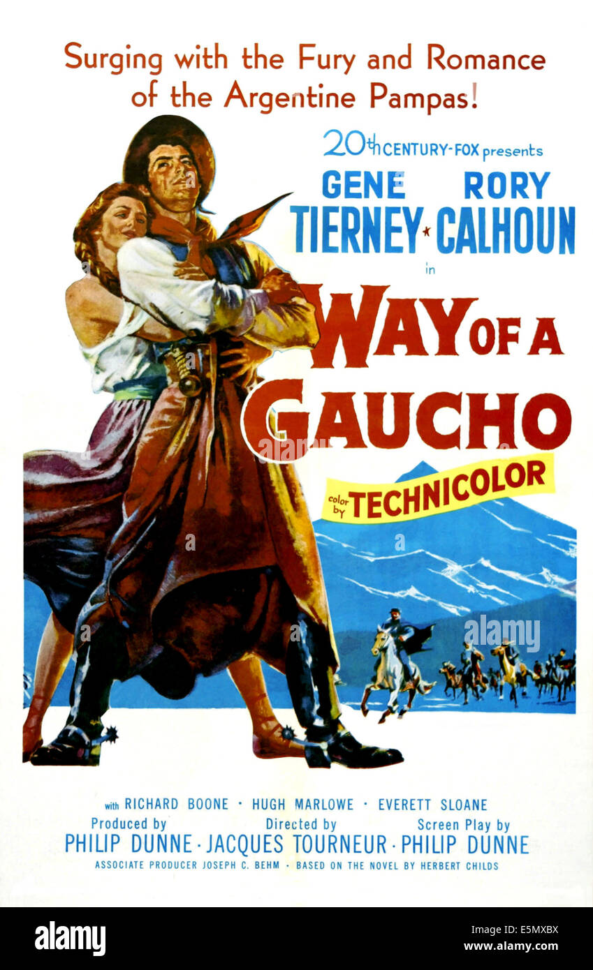 Modo di un gaucho, Gene Tierney, Rory Calhoun, 1952. TM e © XX Century Fox Film Corp. Tutti i diritti Foto Stock