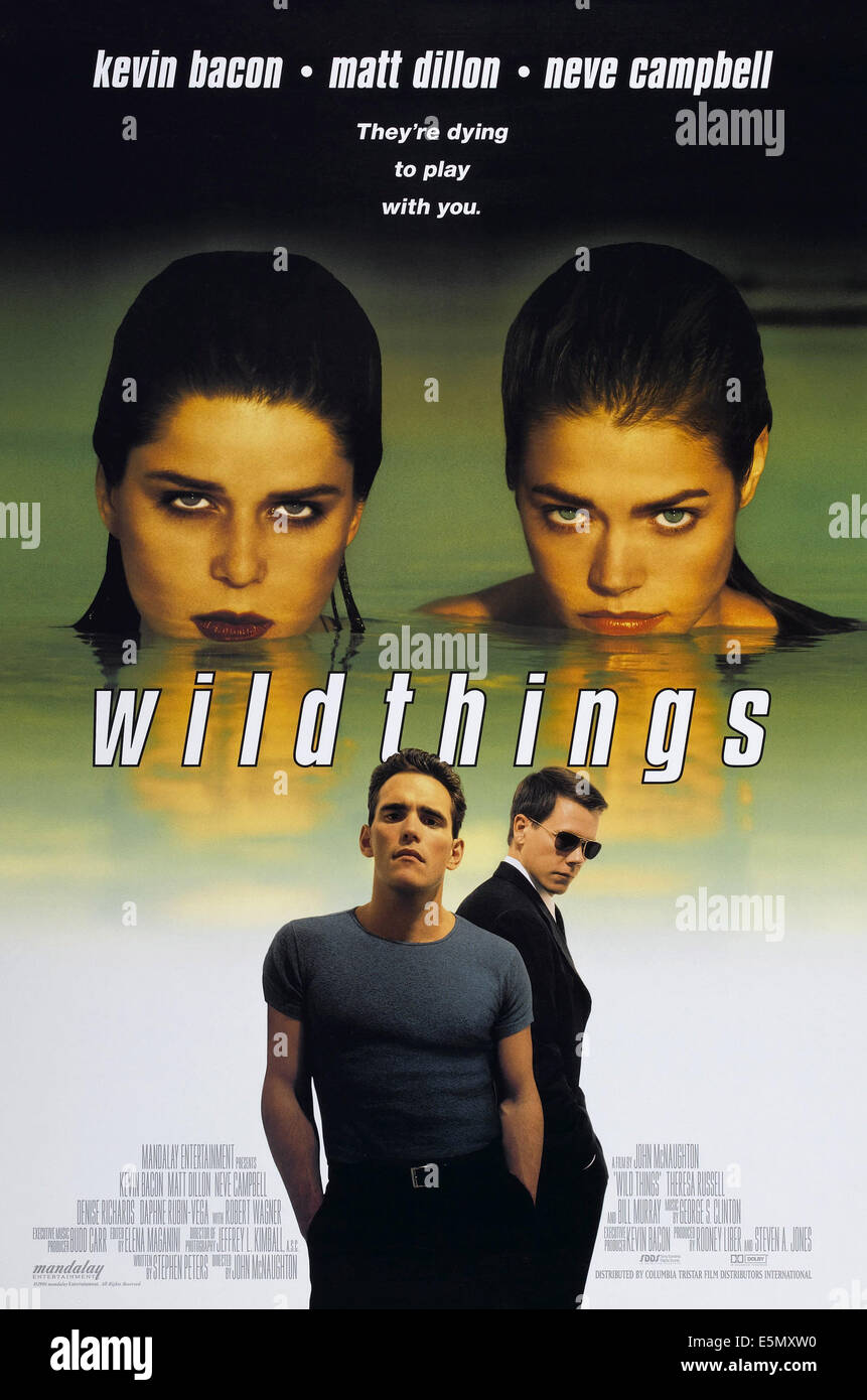 Cose selvagge, noi locandina, in senso orario a partire da in alto a sinistra: Neve Campbell, Denise Richards, Kevin Bacon, Matt Dillon, 1998. © Foto Stock