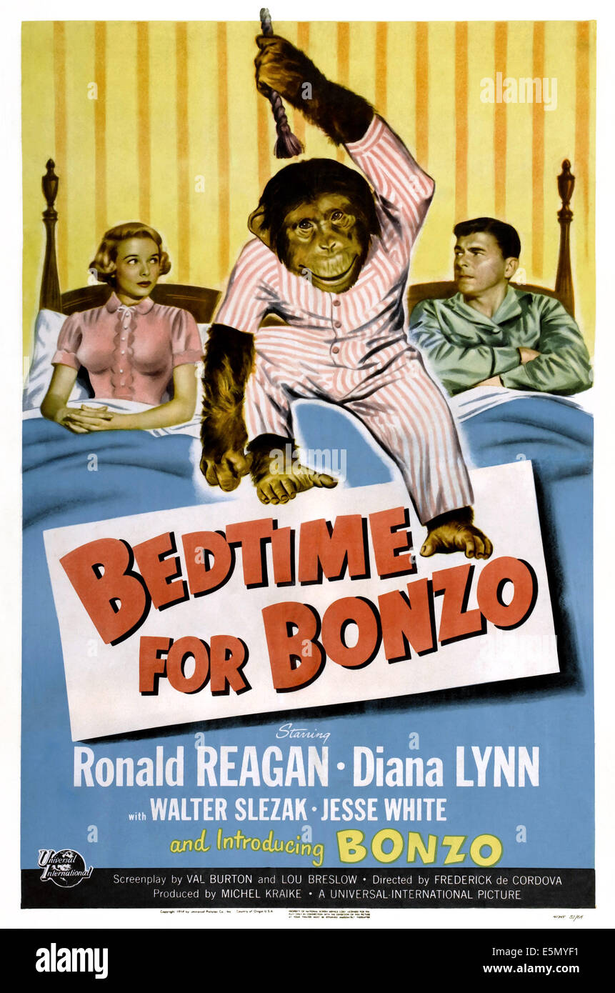 Andare a dormire per BONZO, Diana Lynn, Bonzo, Ronald Reagan, 1951 Foto Stock