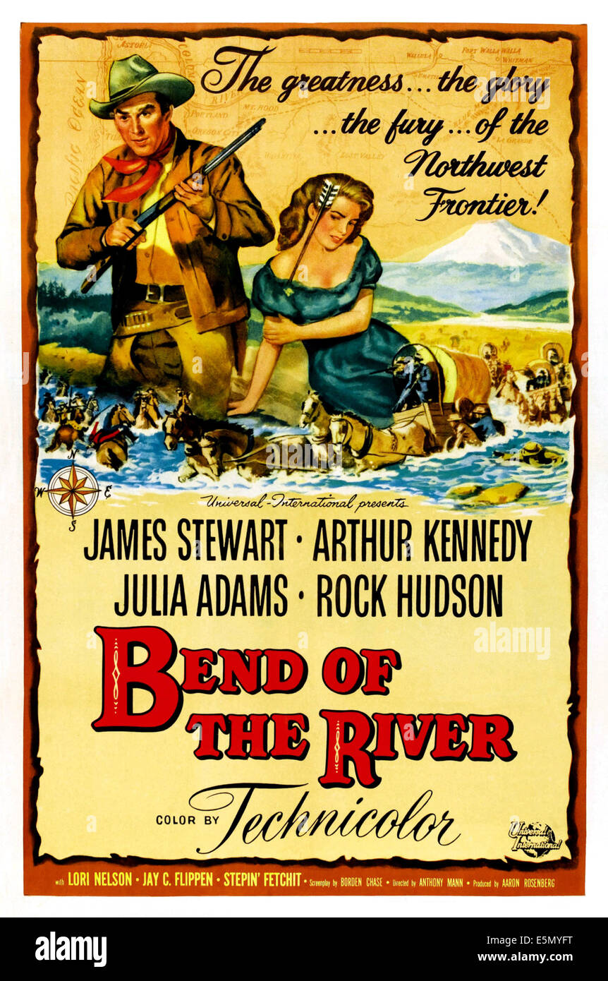 Ansa del fiume, parte superiore da sinistra: James Stewart, Julie Adams, 1952. Foto Stock