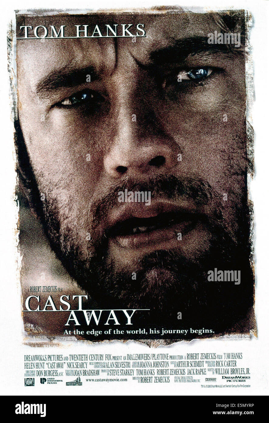 CAST AWAY, Tom Hanks, 2000 TM e Copyright ©XX Century Fox Film Corp. Tutti i diritti riservati./cortesia Everett Collection Foto Stock