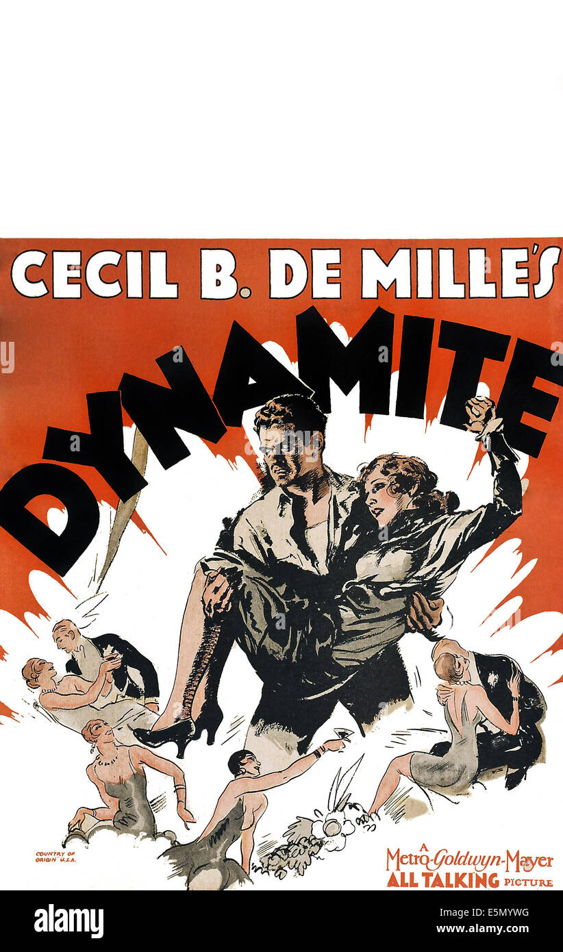 DYNAMITE, da sinistra: Charles Bickford, Kay Johnson sulla scheda della finestra, 1929. Foto Stock