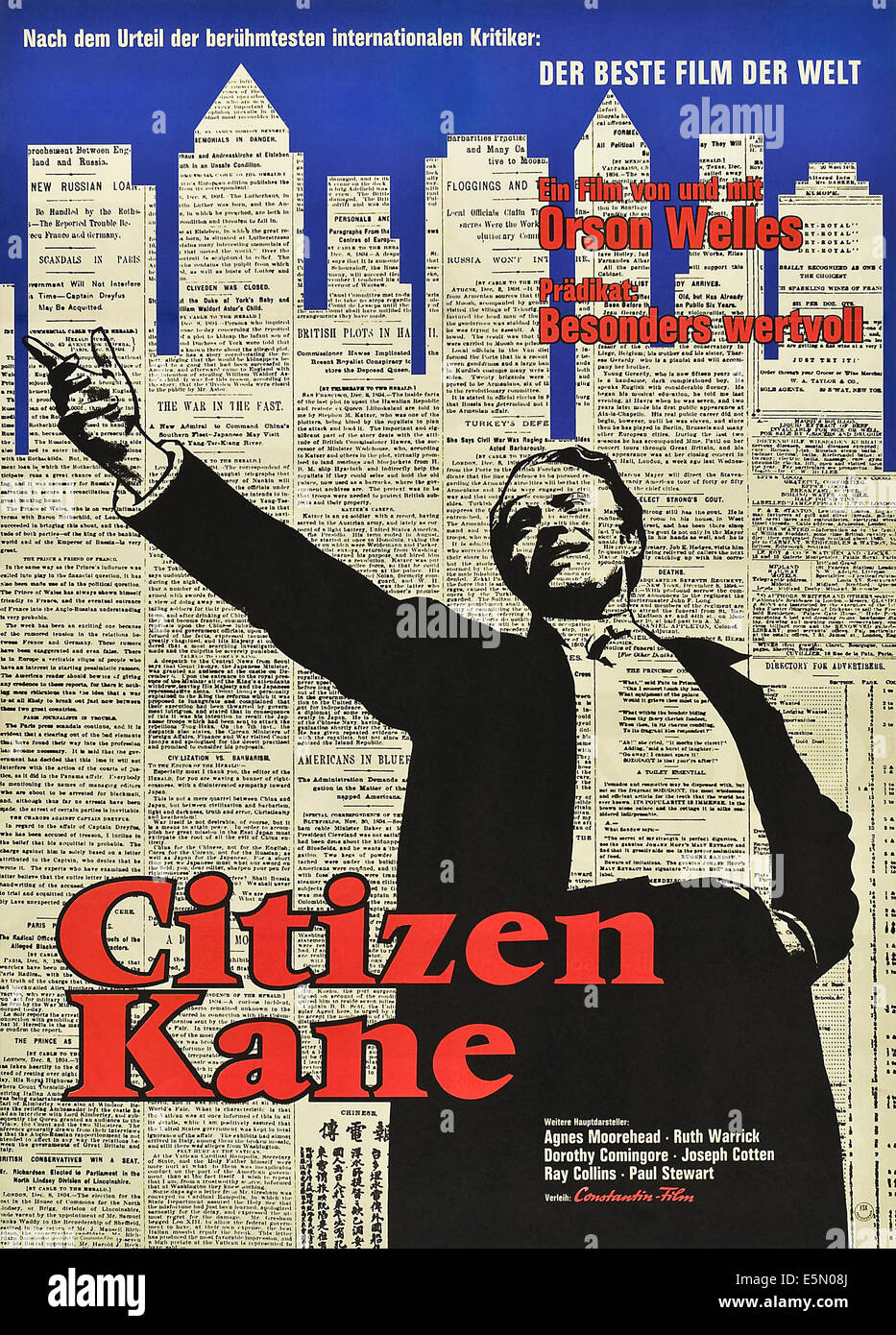 Cittadino Kane, Orson Welles su degli anni cinquanta poster tedesco arte, 1941 Foto Stock