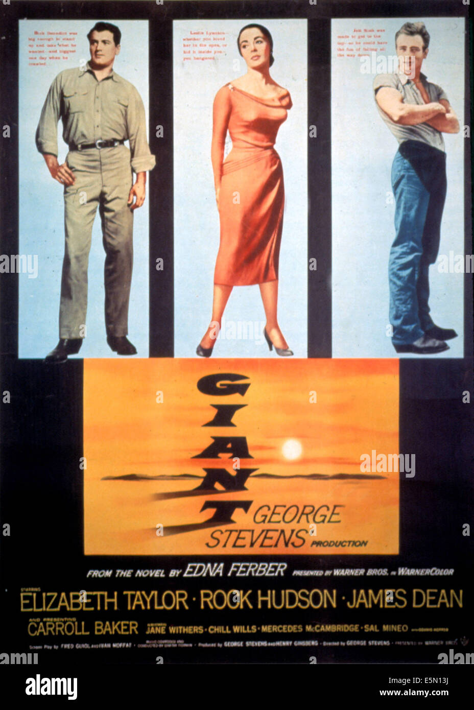 Gigante, Rock Hudson, Elizabeth Taylor, James Dean, poster, 1956 Foto Stock