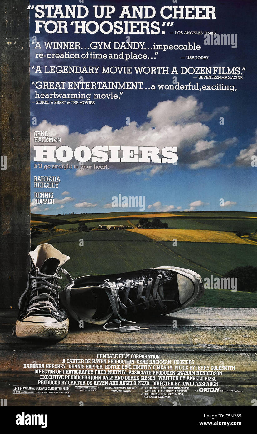 HOOSIERS, (poster art), 1986 Foto Stock