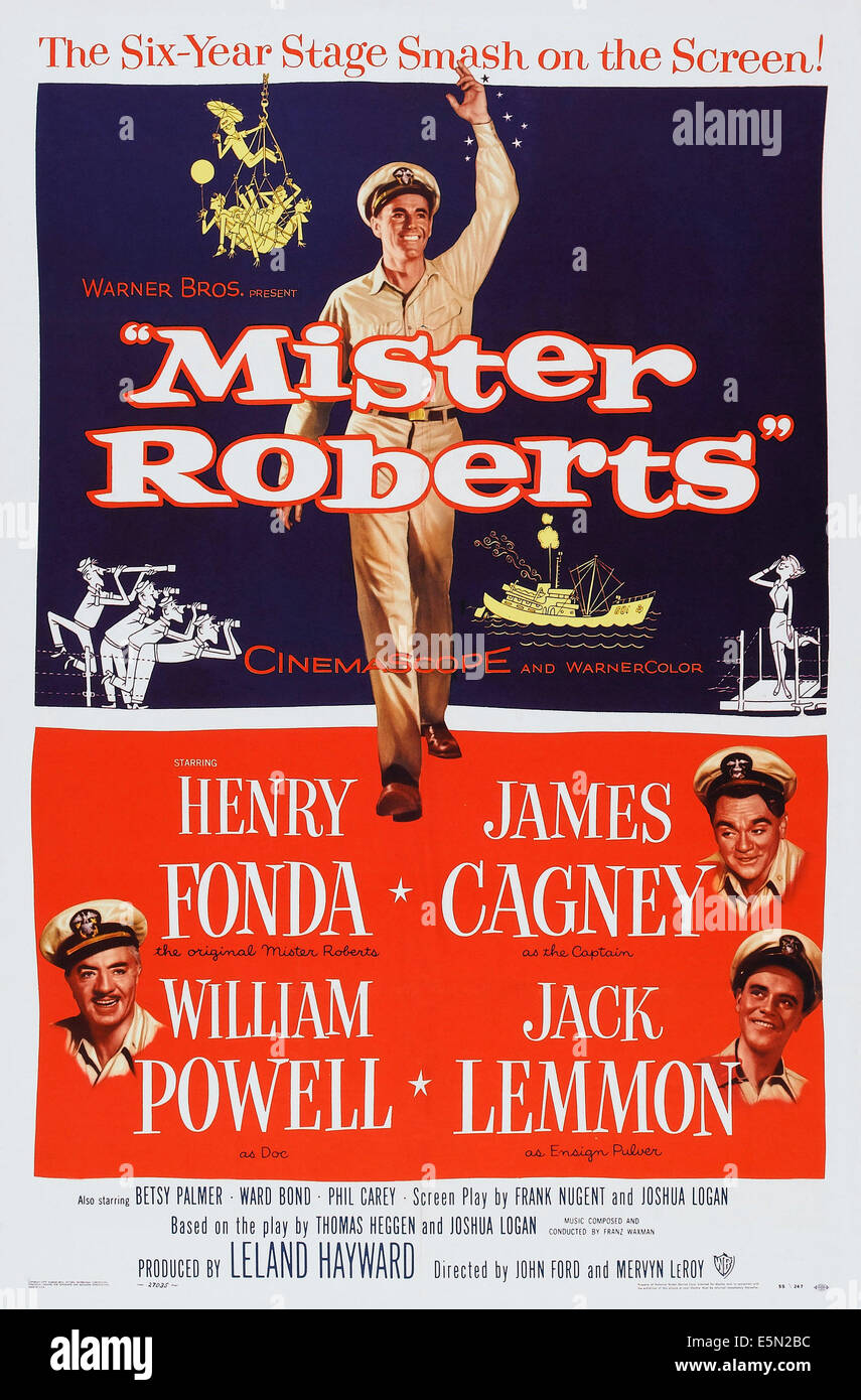 MISTER ROBERTS, Henry Fonda, William Powell, James Cagney, Jack Lemmon, 1955 Foto Stock