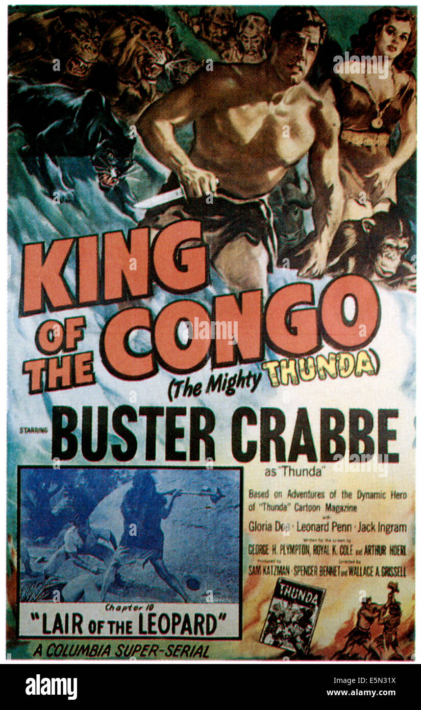 Re del Congo, Buster Crabbe nel "Capitolo 10: Tana del Leopard', 1952 Foto Stock Re del Congo, Buster Crabbe nel "Capitolo 10: Tana del Leopard', 1952 Foto Stock