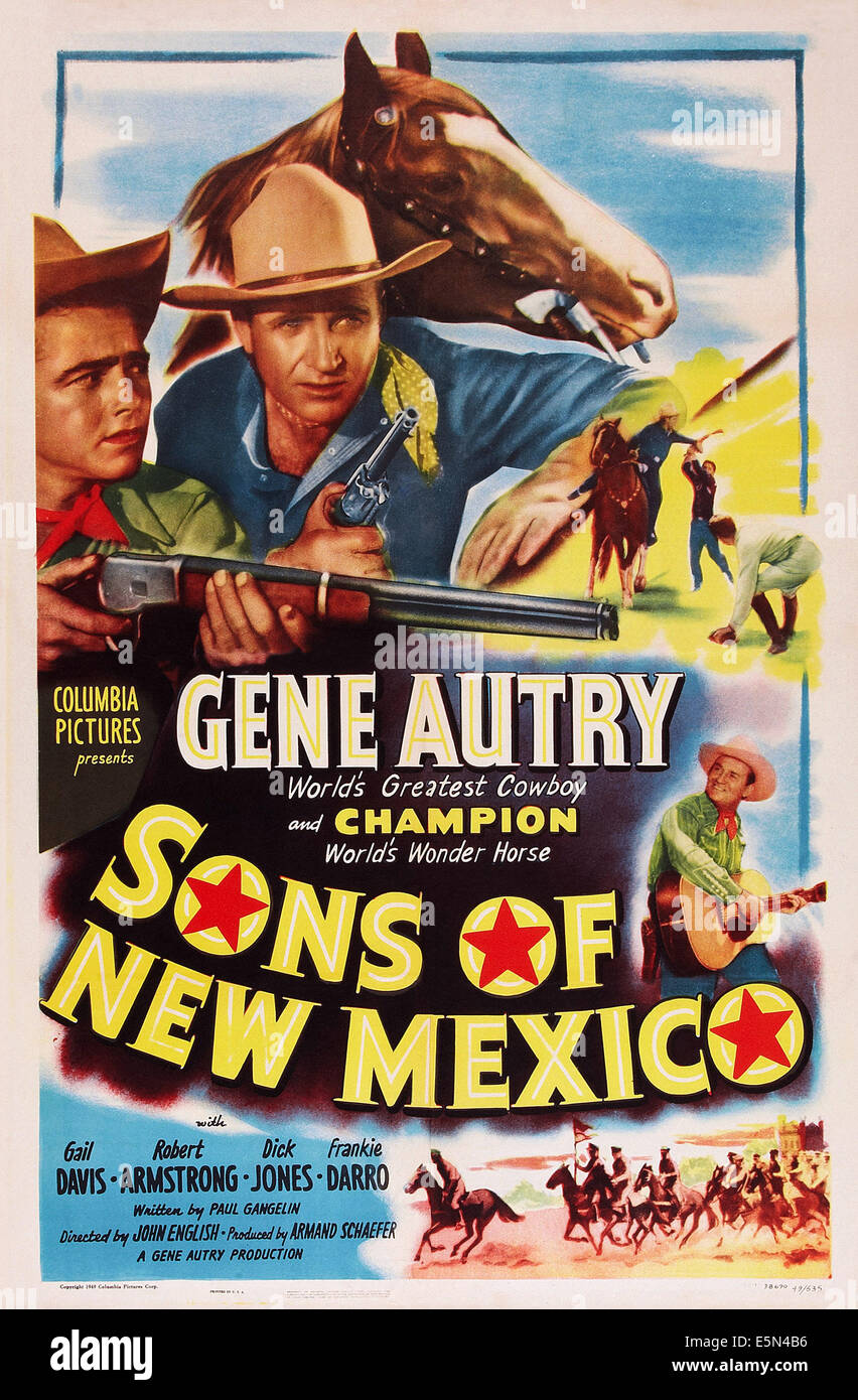 Figli del New Mexico, in alto al centro e in basso a destra: Gene Autry, 1949. Foto Stock