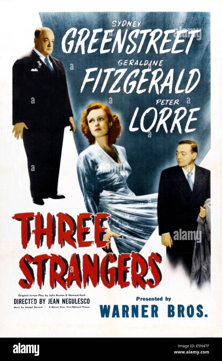 Tre sconosciuti, da sinistra: Sydney Greenstreet, Geraldine Fitzgerald, Peter Lorre sulla locandina, 1946 Foto Stock