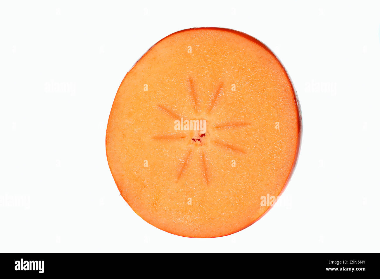 Kaki, Persimmon orientali o Kaki Persimmon (Diospyros kaki), mezzo frutto Foto Stock