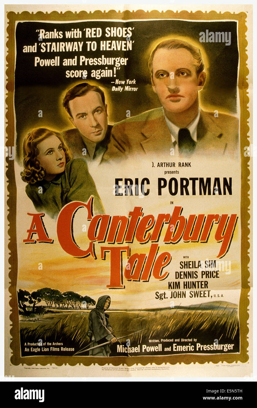 Un racconto di Canterbury, da sinistra: Sheila Sim, Dennis Prezzo, Eric Portman, 1944 Foto Stock