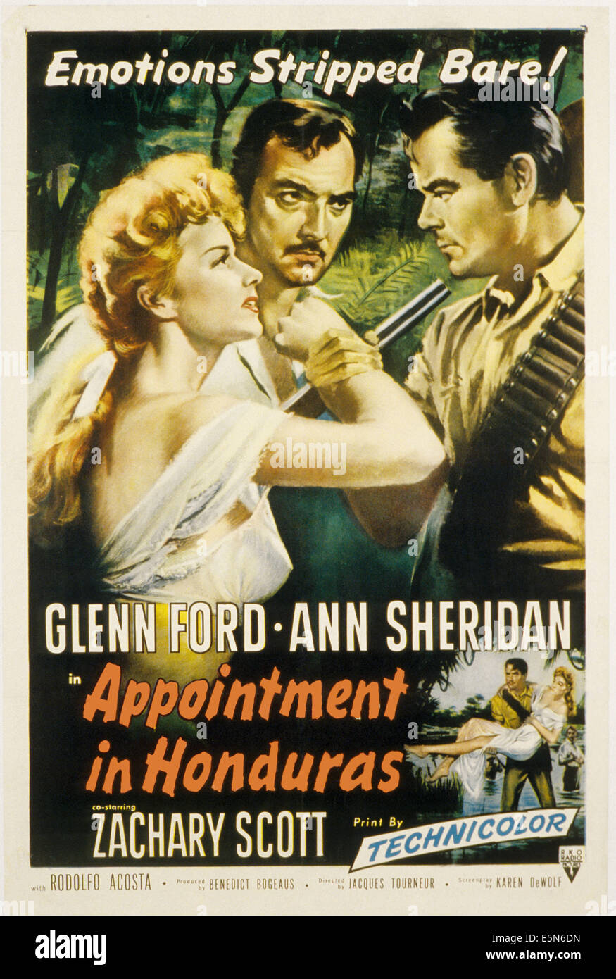 Appuntamento in Honduras, Ann Sheridan, Zachary Scott, Glenn Ford, 1953 Foto Stock