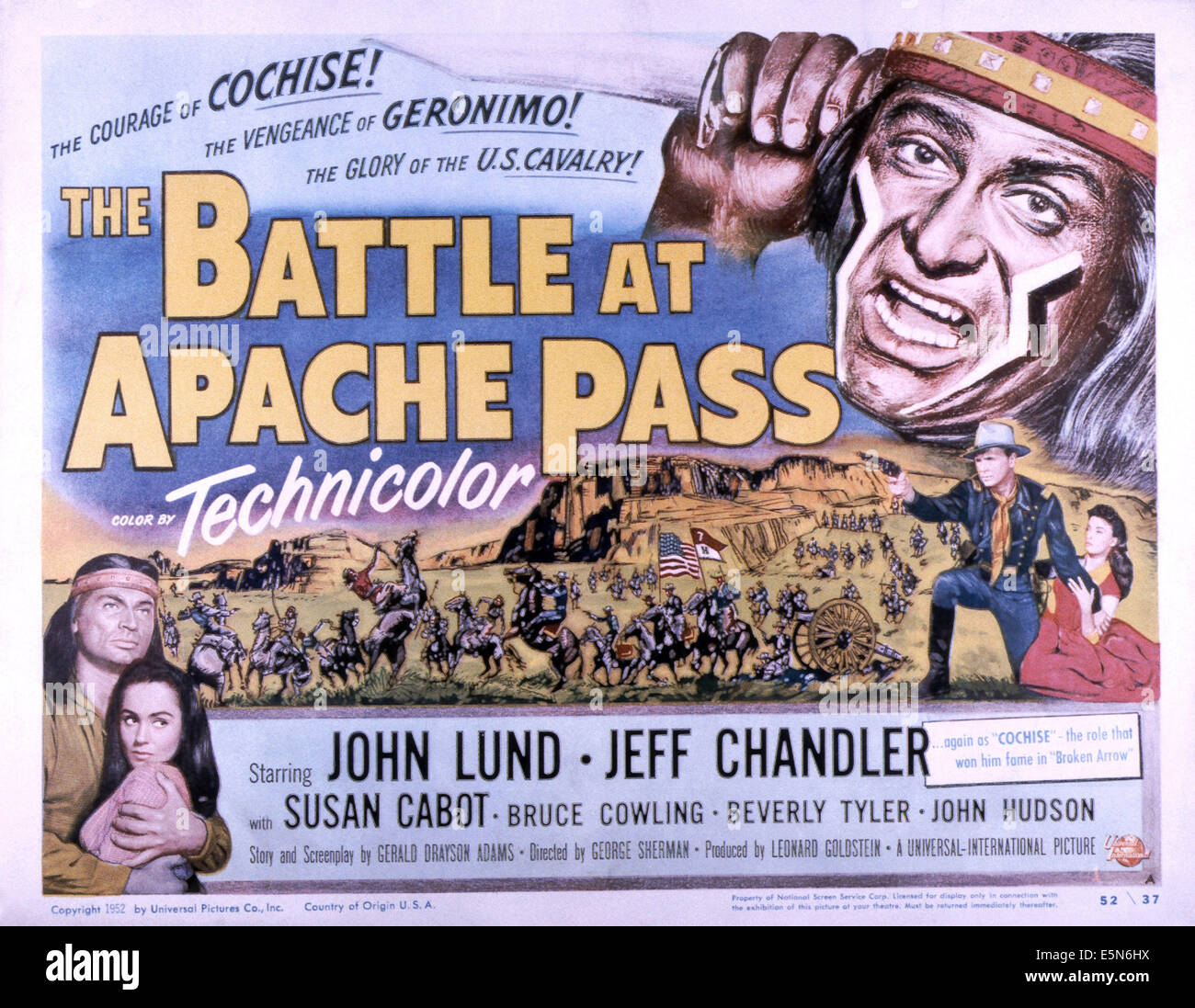 La battaglia di APACHE PASS, in basso a sinistra da sinistra: Jeff Chandler, Susan Cabot, medio da sinistra a destra: John Lund, Beverly Tyler, Foto Stock