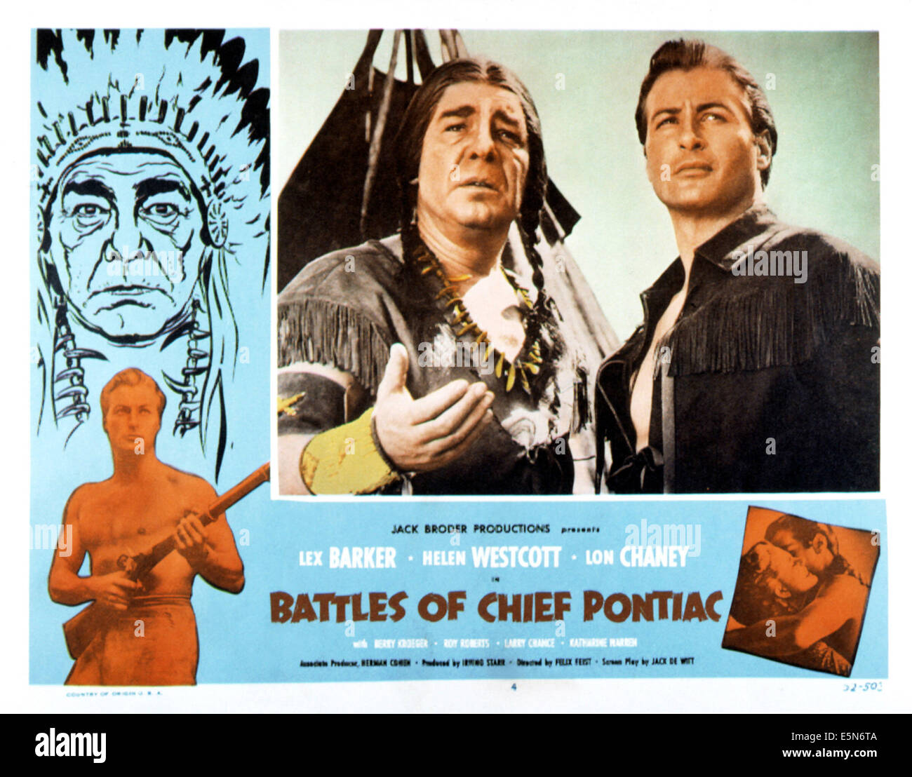 Battaglie di CHIEF PONTIAC, Lon Chaney Jr, Lex Barker, 1952 Foto Stock
