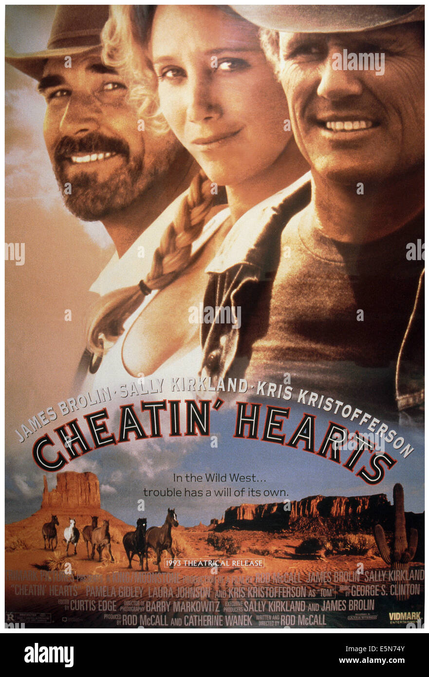 CHEATIN' cuori (aka Cuori di carta), U.S. poster, da sinistra: James Brolin, Sally Kirkland, Kris Kristofferson, 1993. ©Trimark Foto Stock