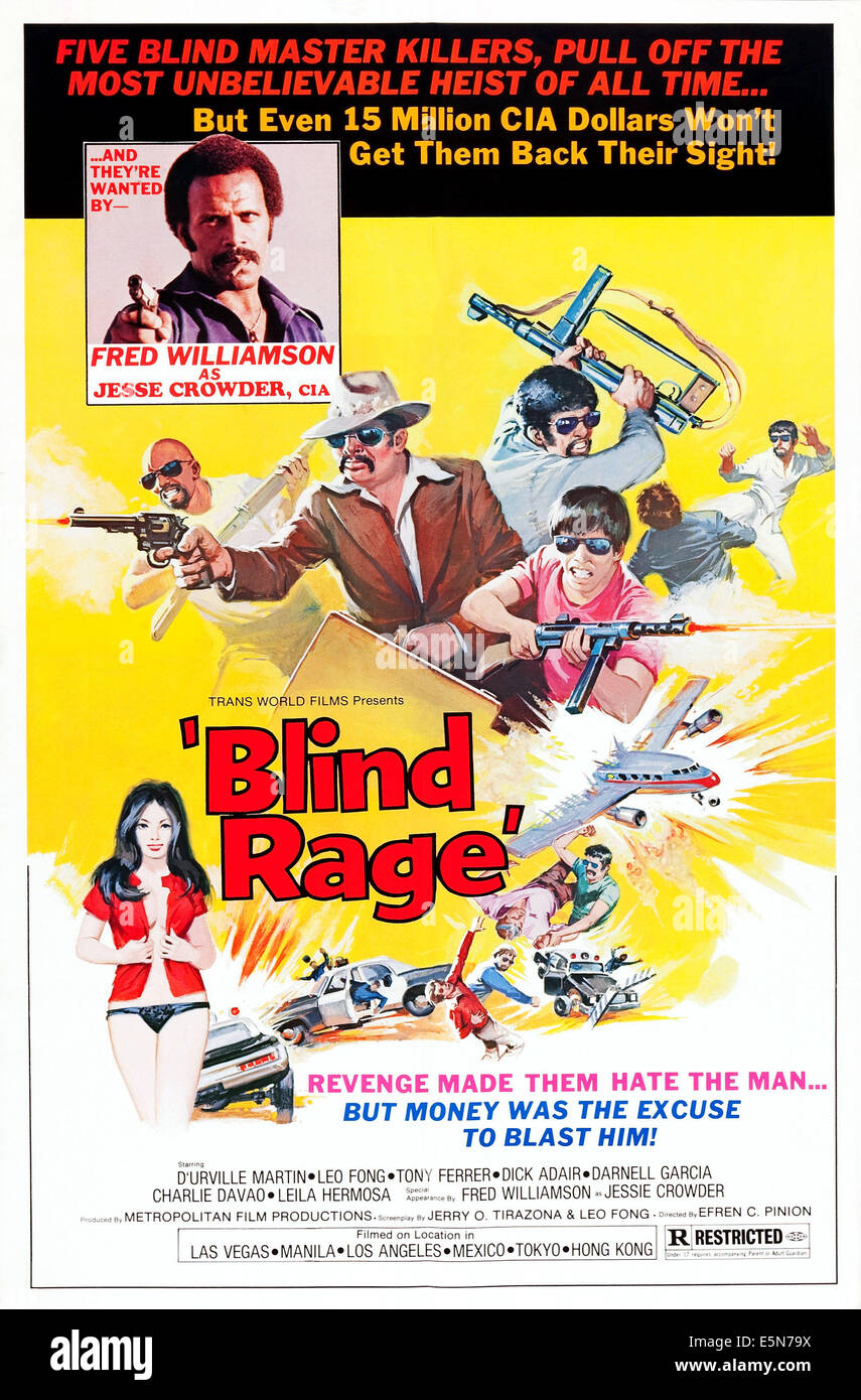 BLIND RAGE, U.S. poster, Fred Williamson (top), d'Urville Martin (centro), 1978. ©Trans World Entertainment/cortesia Everett Foto Stock