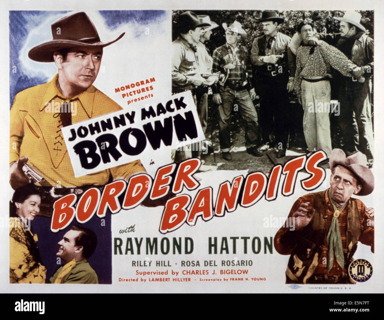 I banditi di confine, in alto a sinistra: Johnny Mack Brown; in basso a sinistra: rosa del Rosario, Riley Hill; in basso a destra: Raymond Hatton, 1946 Foto Stock