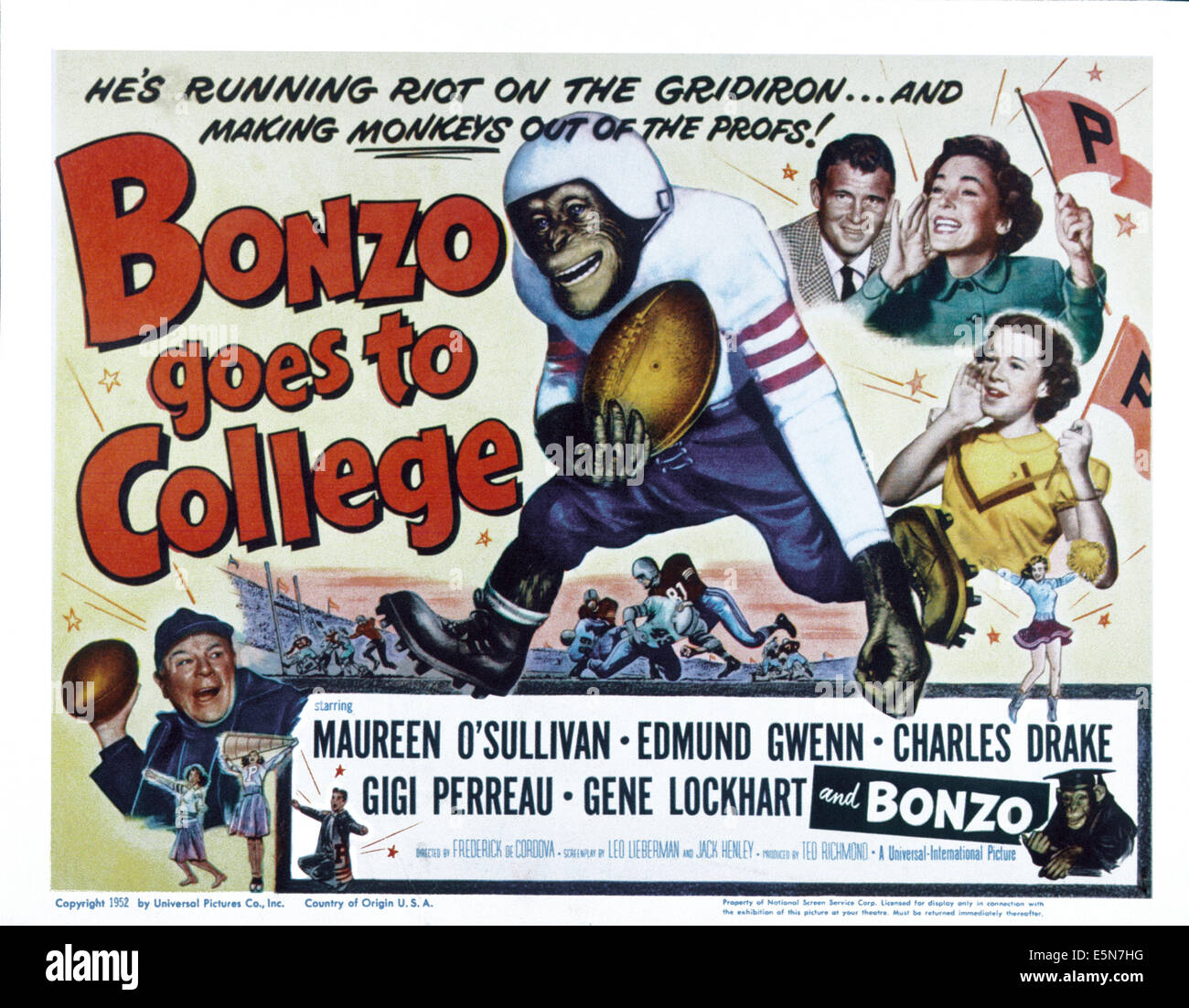 BONZO va al college, Edmund Gwenn, Bonzo, Charles Drake, Maureen O'Sullivan, Gigi Perreau, 1952 Foto Stock