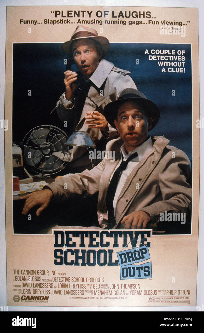 DETECTIVE che abbandonano la scuola, poster, da sinistra: Lorin Dreyfuss, David Landsberg, 1986, © Cannon Films/cortesia Everett Collection Foto Stock