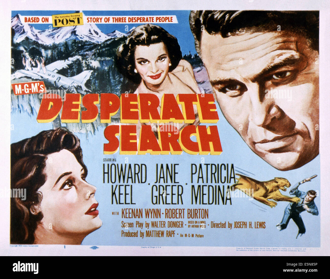 Disperata ricerca, da sinistra: Jane Greer, Patricia Medina, Howard Keel, 1952 Foto Stock