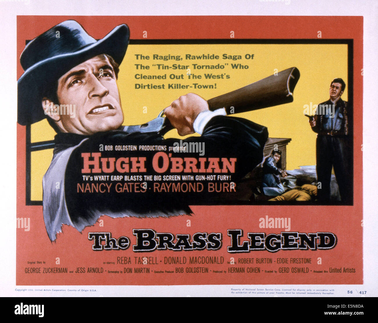 La leggenda di ottone, Hugh O'Brian (fucile), Raymond Burr (pistola), 1956 Foto Stock
