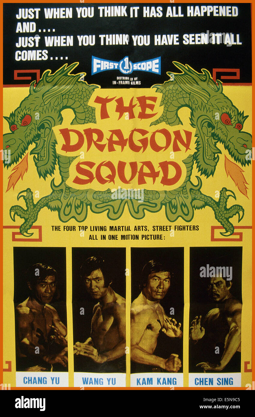 DRAGON SQUAD, (aka SI DA TIAN WANG), da sinistra: Chang Yu, Wang Yu, Kam Kang, Chen cantare, 1974 Foto Stock