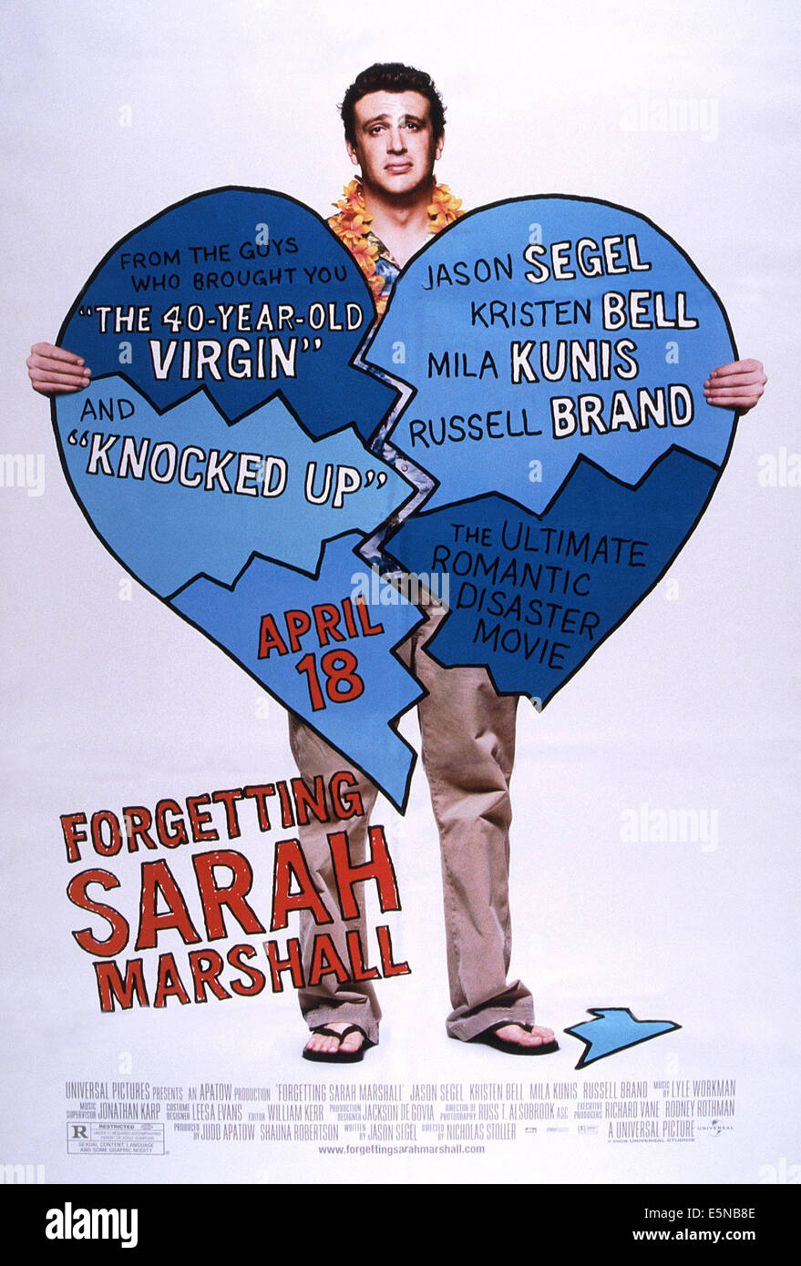 FORGETTING Sarah Marshall, noi locandina, Jason Segal, 2008. ©universale/cortesia Everett Collection Foto Stock