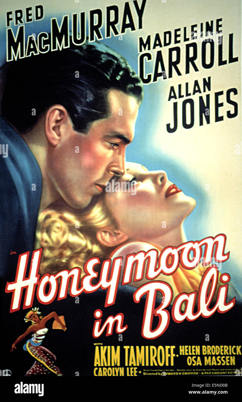Luna di Miele a Bali, Fred MacMurray, Madeleine Carroll, 1939 Foto Stock Luna di Miele a Bali, Fred MacMurray, Madeleine Carroll, 1939 Foto Stock