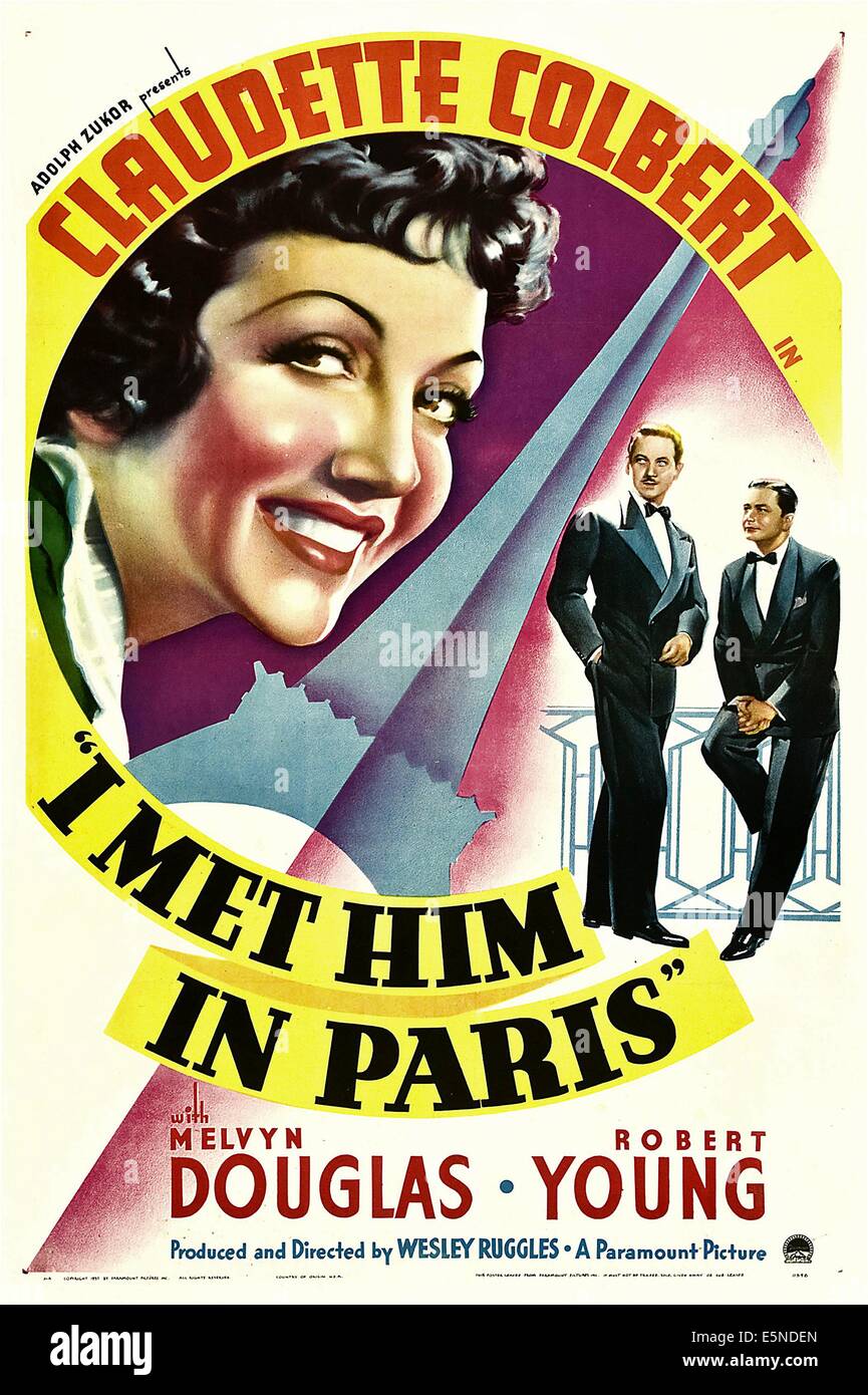 Ho incontrato a Parigi, Claudette Colbert, Melvyn Douglas, Robert giovane, 1937 Foto Stock