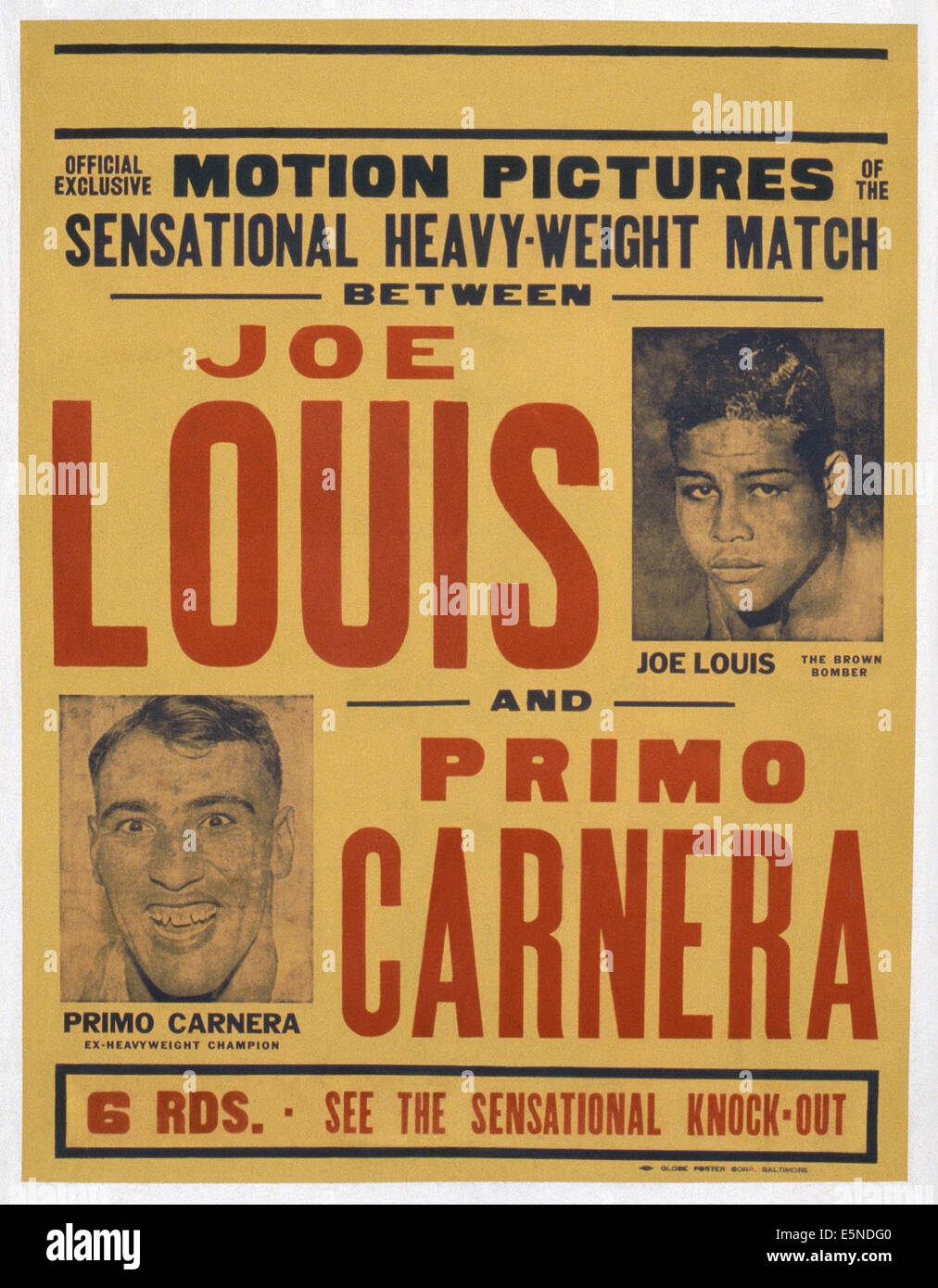 JOE LOUIS E PRIMO CARNERA, poster, dall'alto, Joe Louis, Primo Carnera,  1935 Foto stock - Alamy