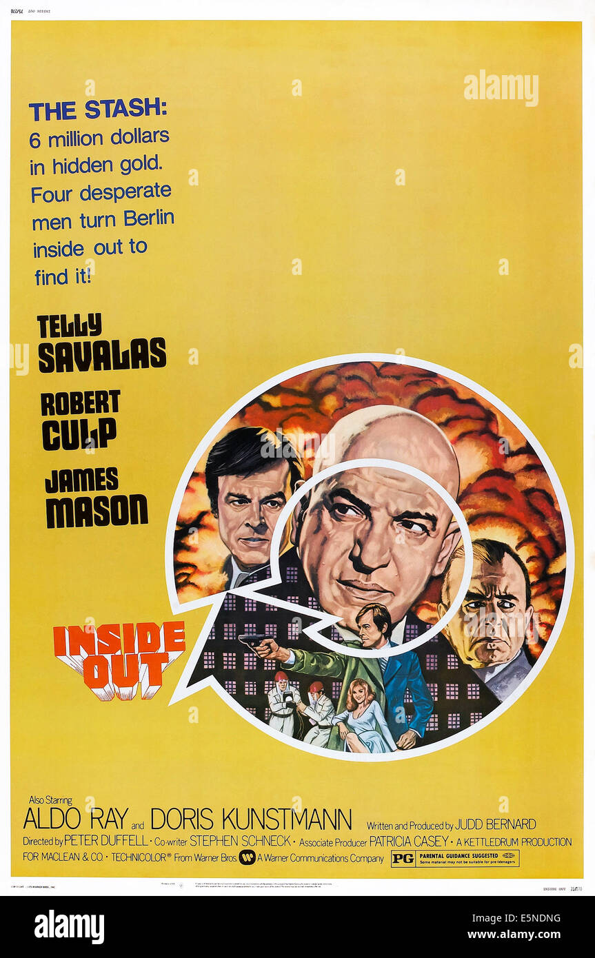 Dentro e fuori, noi poster, da sinistra: Robert Culp, Telly Savalas, James Mason, 1975 Foto Stock