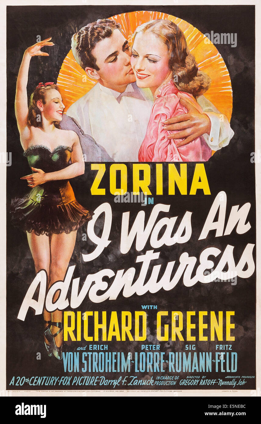 Ero un ADVENTURESS, noi poster, dalla parte superiore sinistra: Richard Greene, Vera Zorina, 1940. TM & Copyright ©xx Century-Fox Film Corp. Foto Stock