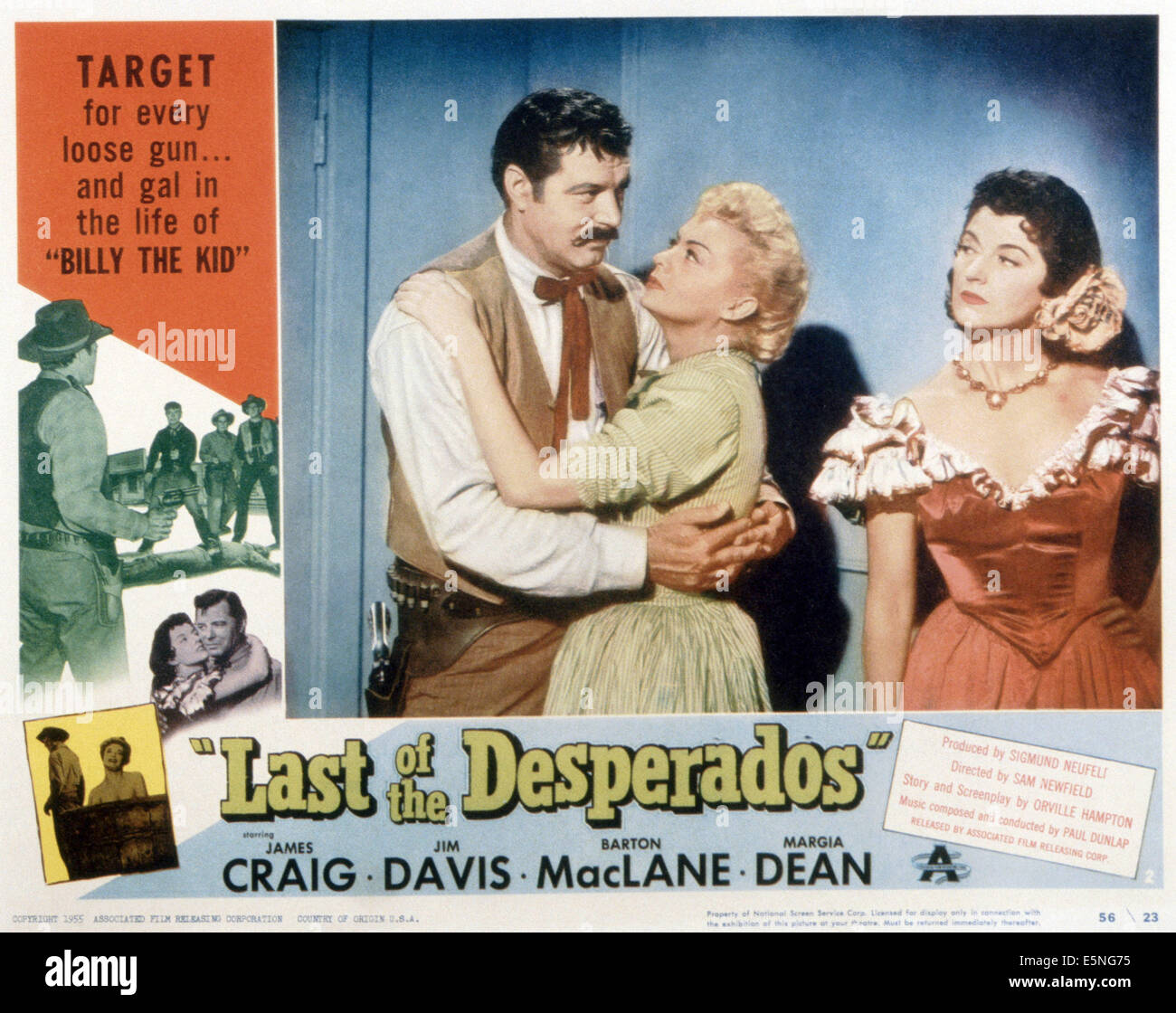 Ultimo dei DESPERADOS, da sinistra: James Craig, Myrna Dell, Margia Dean, 1955 Foto Stock