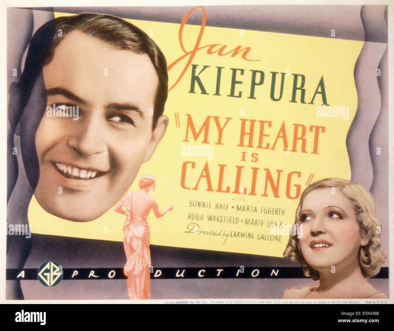 Il mio cuore sta chiamando, (aka Mon coeur T'APPELLE), British poster, da sinistra: Jan Kiepura, Martha Eggerth, 1934 Foto Stock